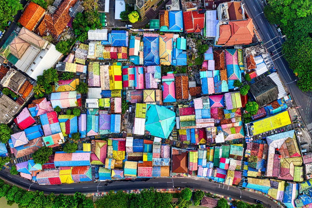 Aerial View of Colorful Houses