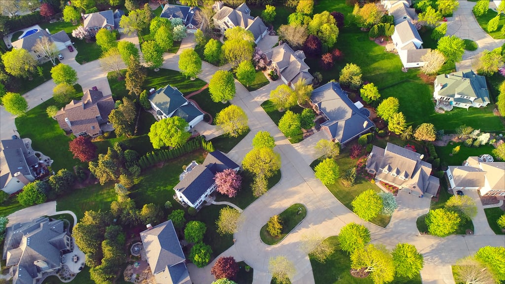 Beautiful neighborhoods, homes, aerial view